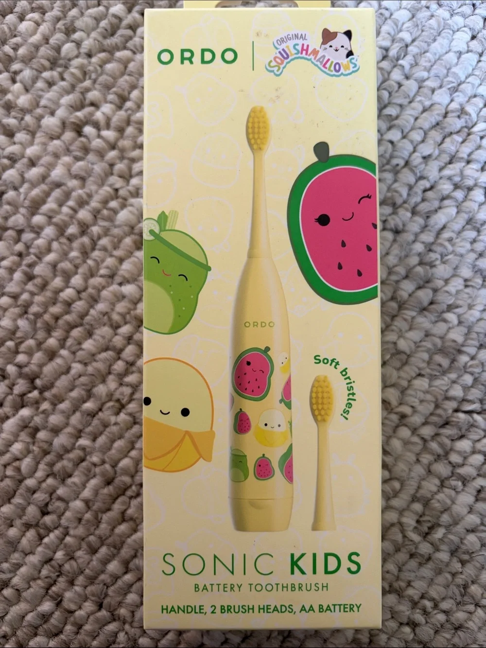 SQUISHMELLOWS Sonic Kids Yellow Battery Toothbrush with Fruit Design